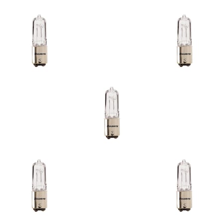 Bulbrite 75W 120V Dimmable Clear T4 Halogen Mini Bulbs, Double-Contact Bayonet BA15D Base, 2900K, 5PK 860812